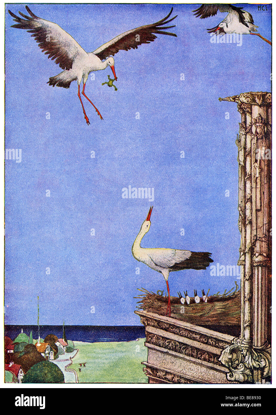 Harry Clarke Jugendstil Print Illustration fr Märchen von Hans Andersen FirstCoker & Co 1919 aus der STÖRCHE für redaktionelle Stockfoto
