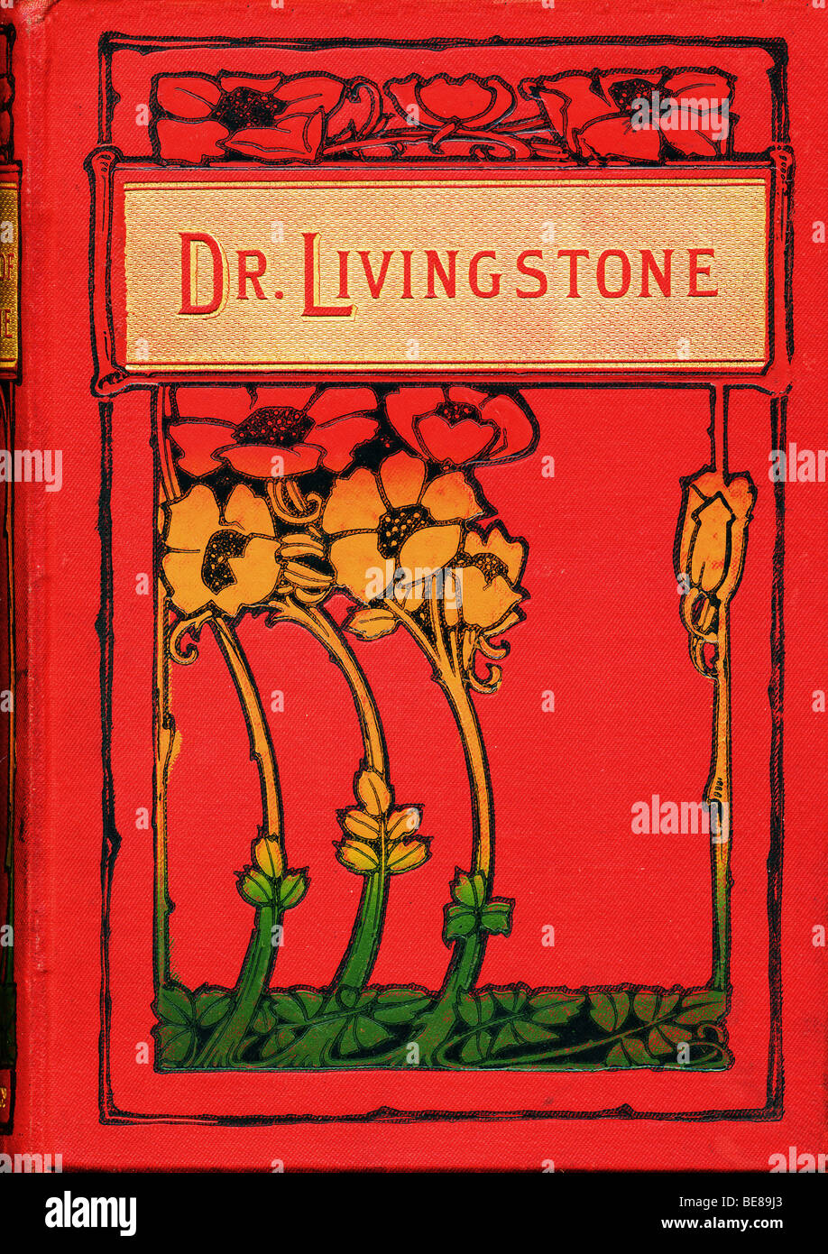 Jugendstil gebundene Cover des Buches The Life & Erforschungen von Dr. Livingstone 1884 für nur zur redaktionellen Nutzung Stockfoto