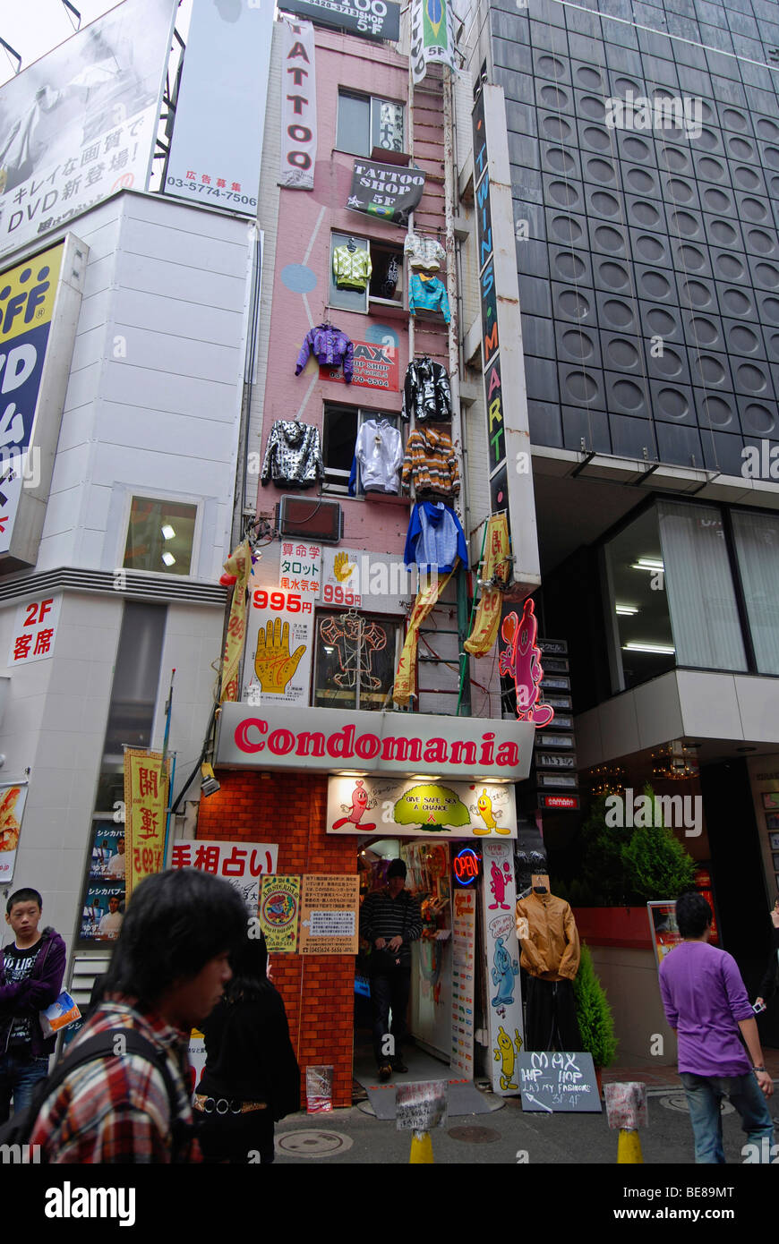 JAPAN Honshu Tokio Shibuya Shop verkaufen Kondome "Condomania" auf der Center-Gai wichtigsten Einkaufsviertel Stockfoto