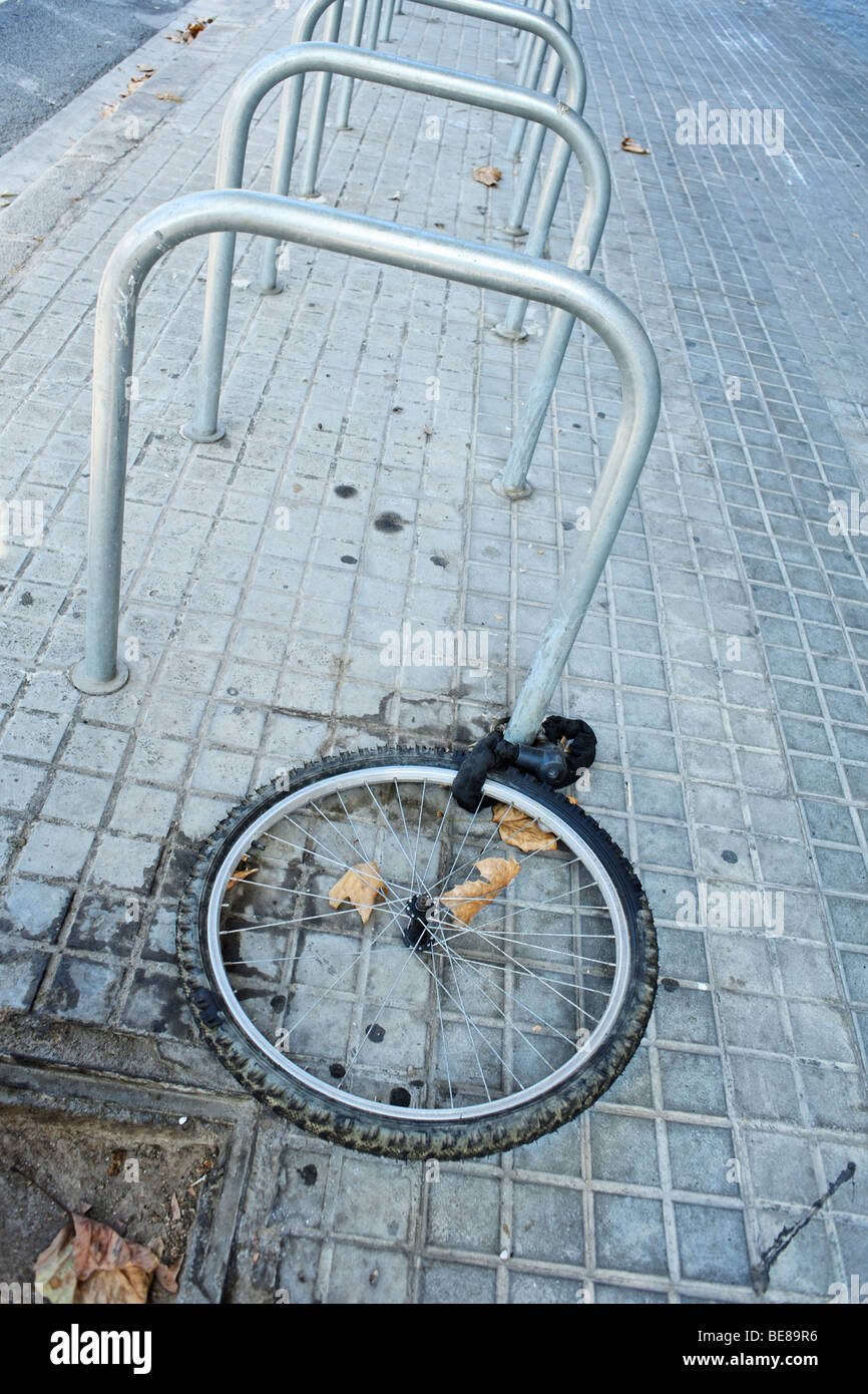 Gestohlenes Fahrrad. Barcelona. Spanien Stockfoto