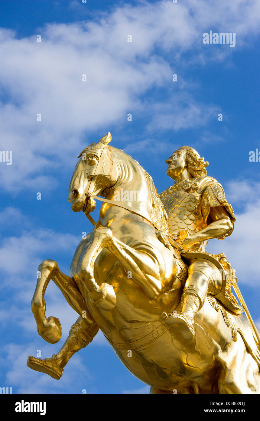 Deutschland Sachsen Dresden Neustdter Markt Goldener Reiter goldenen Reiter Augustus The Strong polnischen König und lokalen sächsischen Elder Stockfoto