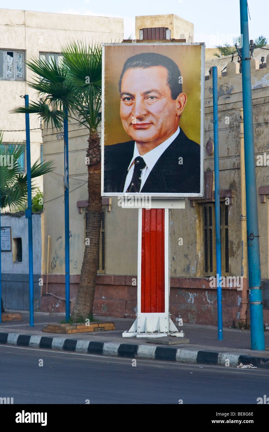 Plakat von Muhammad Hosni Mubarak in Alexandria Ägypten Stockfoto