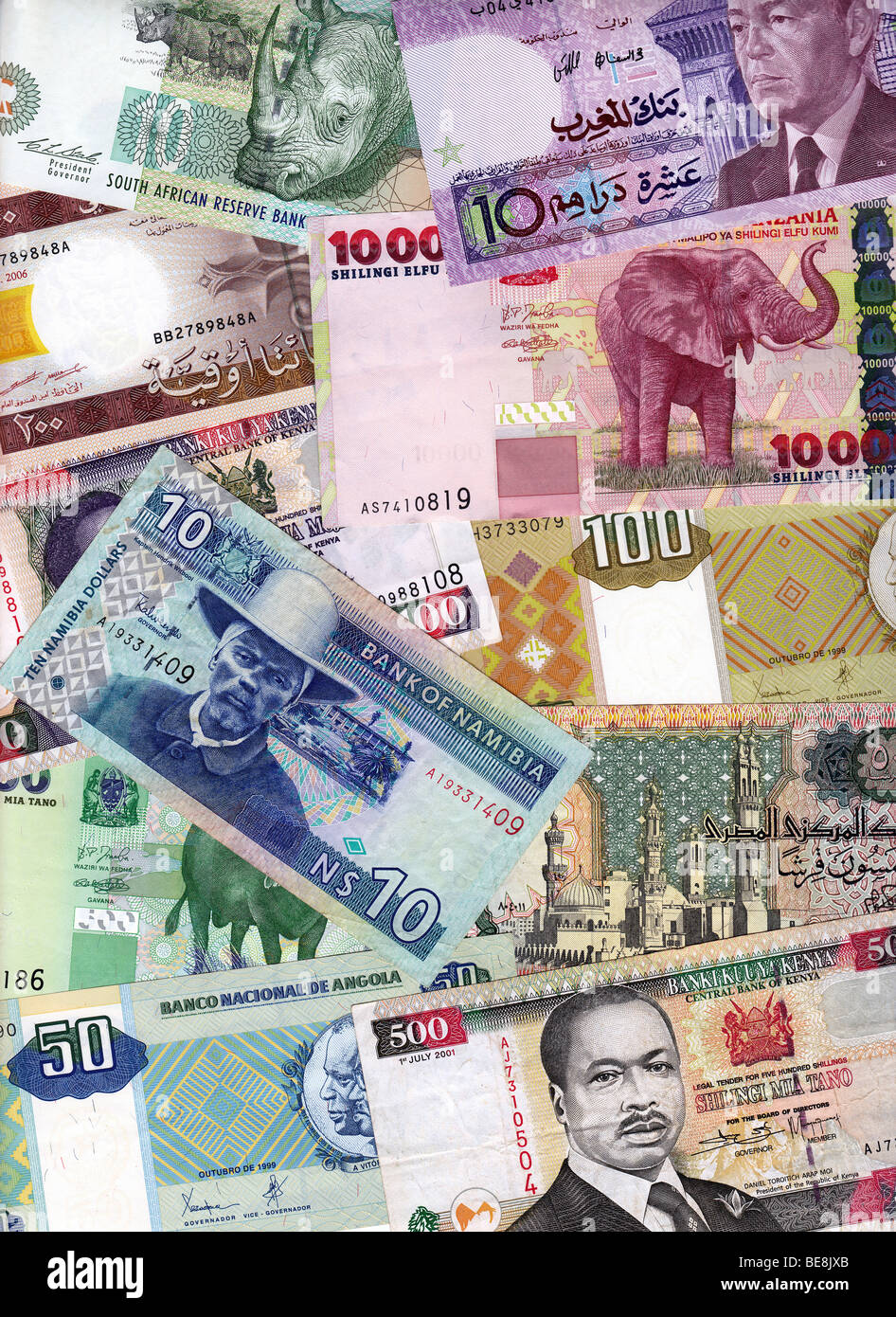Internationale Währung, afrikanische Banknoten Stockfoto