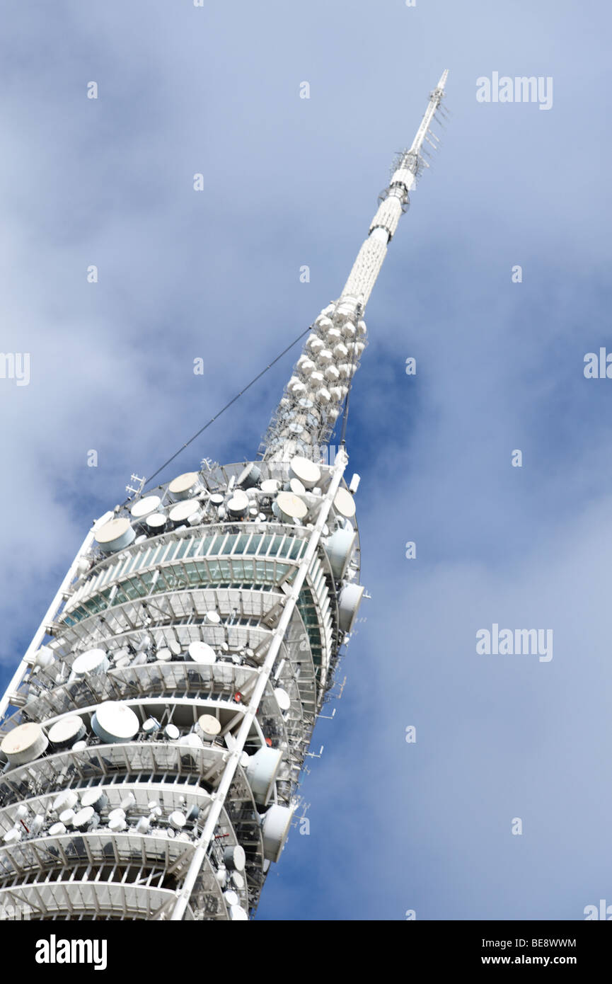 Collserola Kommunikations-Turm, entworfen vom Architekten Sir Norman Foster. Barcelona. Spanien Stockfoto
