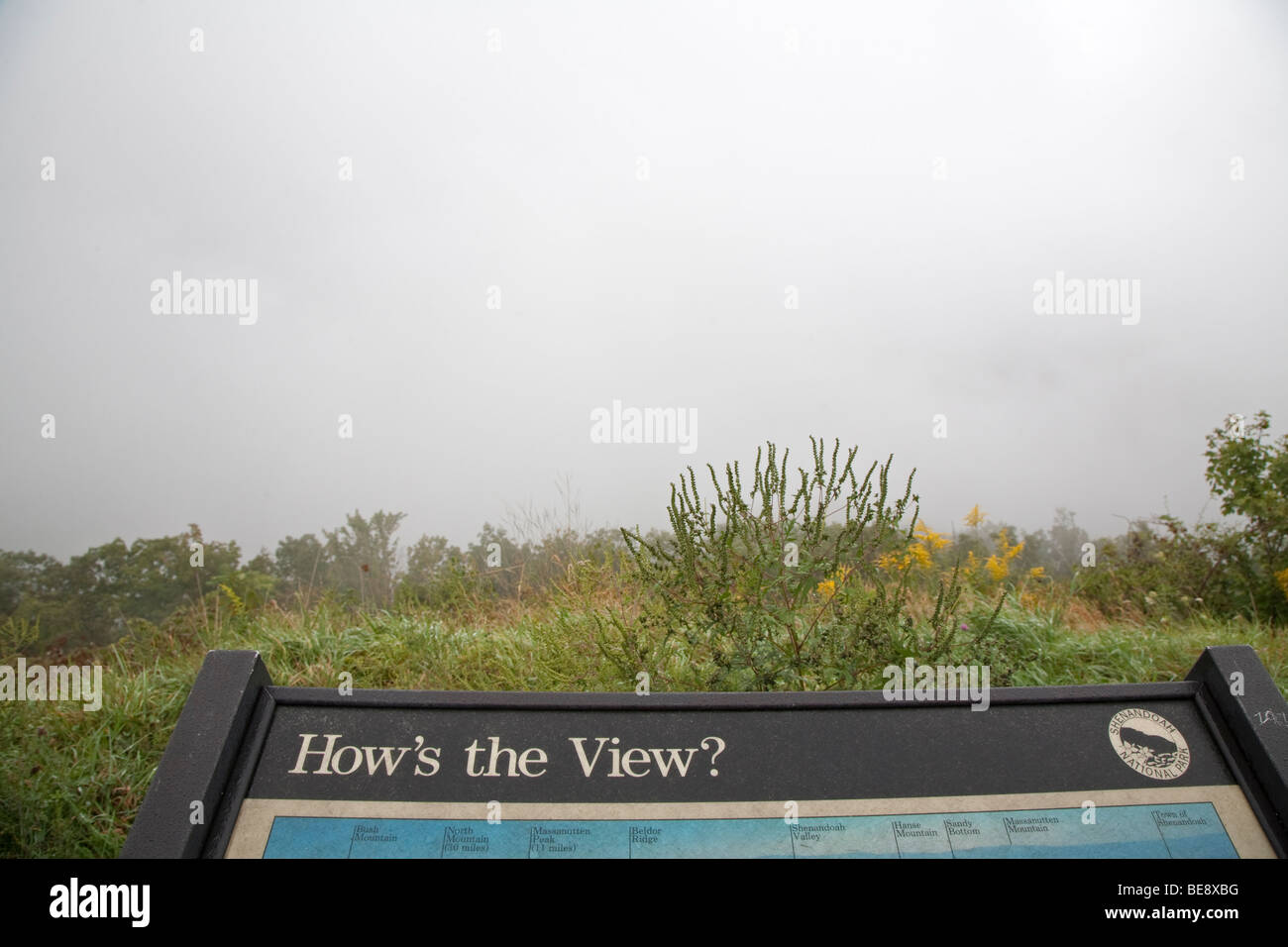 Nebligen Tag im Shenandoah National Park Stockfoto
