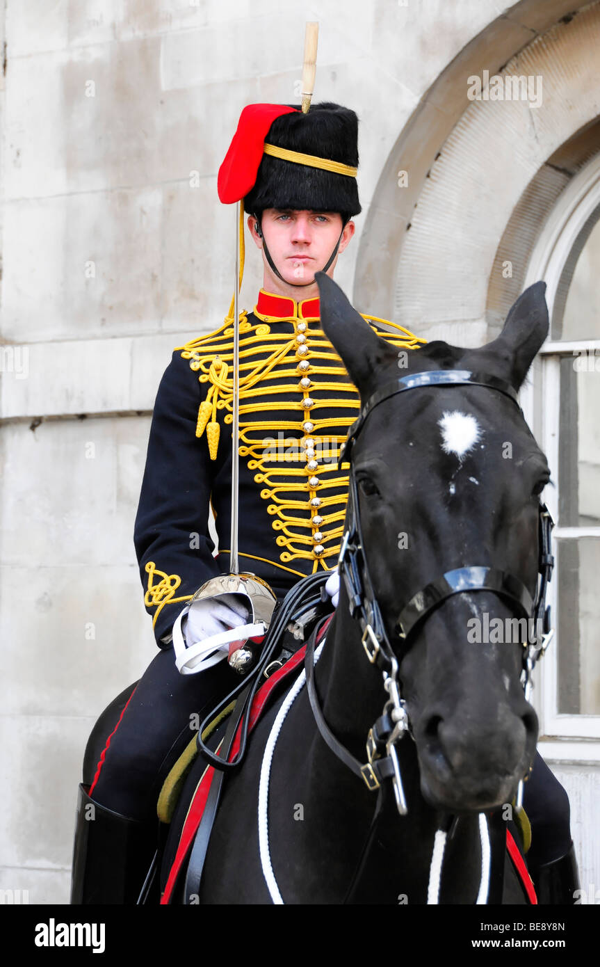 Horse Guard, Household Cavalry Barracks, Eliteeinheit, Whitehall, London, England, Vereinigtes Königreich, Europa Stockfoto