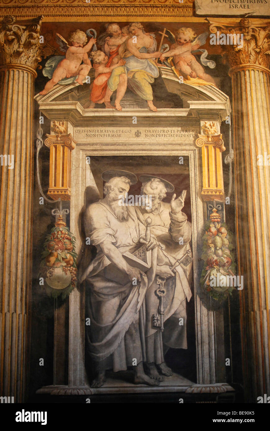 Detail, Malerei, chiaroscuro Zimmer, Vatikanische Kammern, Vatikanische Museen, Altstadt, Vatikanstadt, Italien, Europa Stockfoto