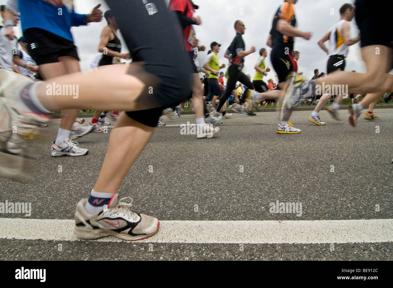Marathonläufer mit Motion blur Stockfoto