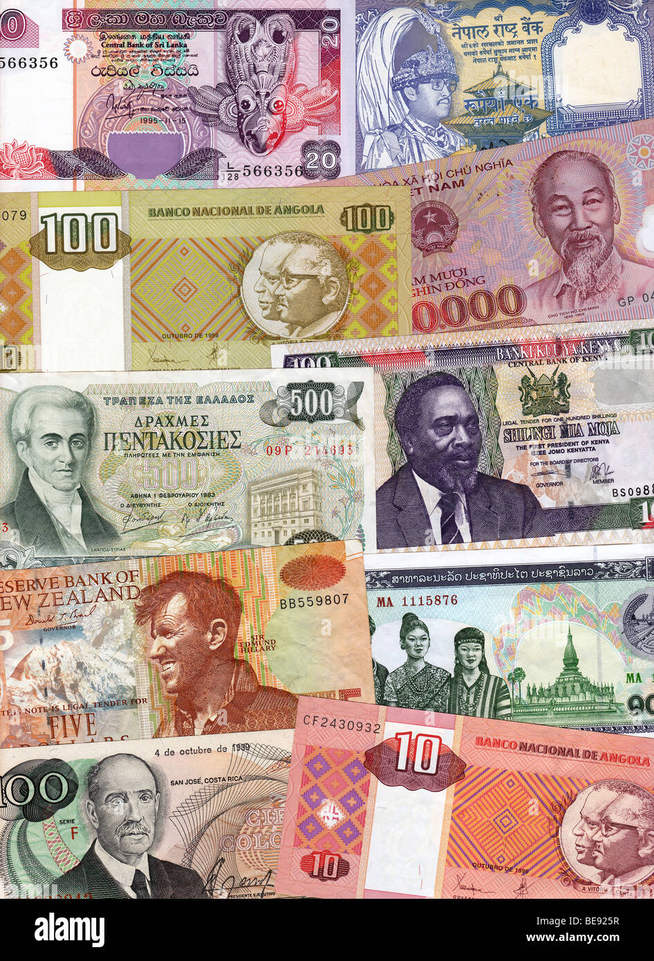 Internationalen Banknoten, Montage. Stockfoto