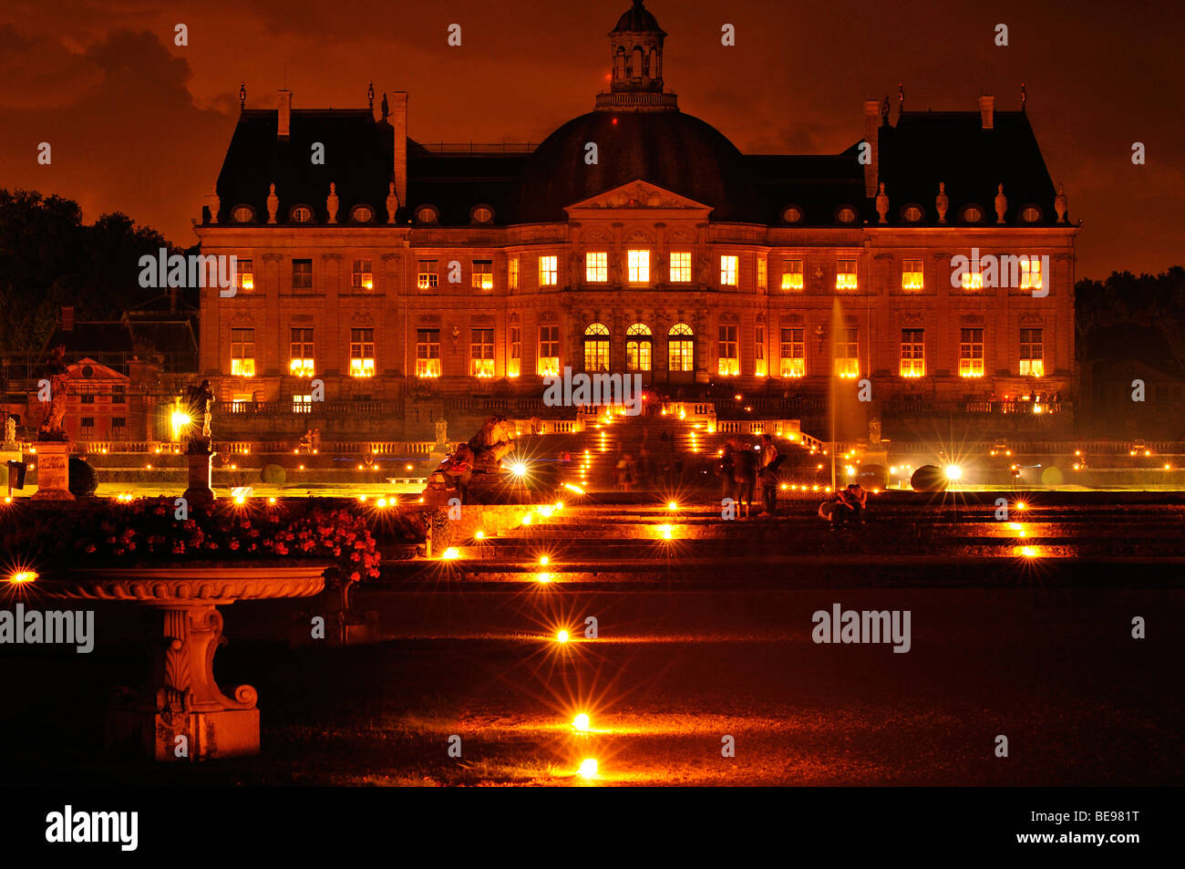 Vaux le Vicomte Schloss Burg Candle-Light Abend Stockfoto