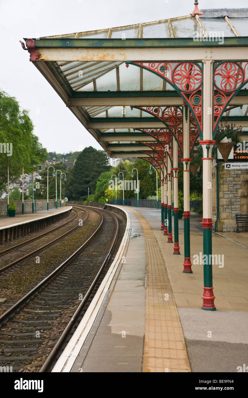 Edwardian Bahnhof Grange restauriert in Sande, Cumbria. Stockfoto
