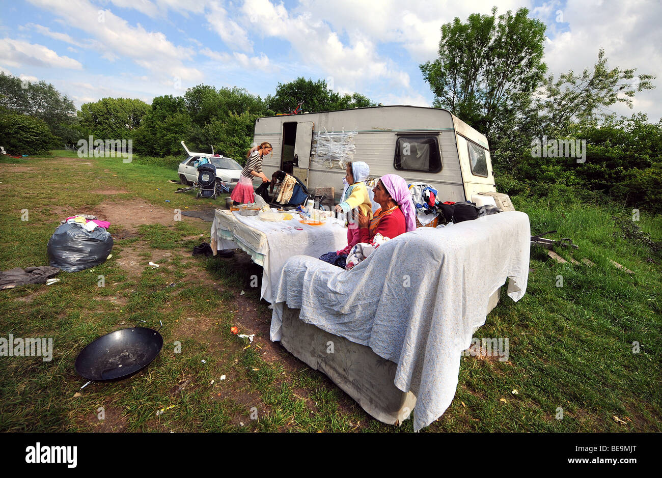 Villeneuve d ' Ascq (59): Romani (Zigeuner) Camp Stockfoto