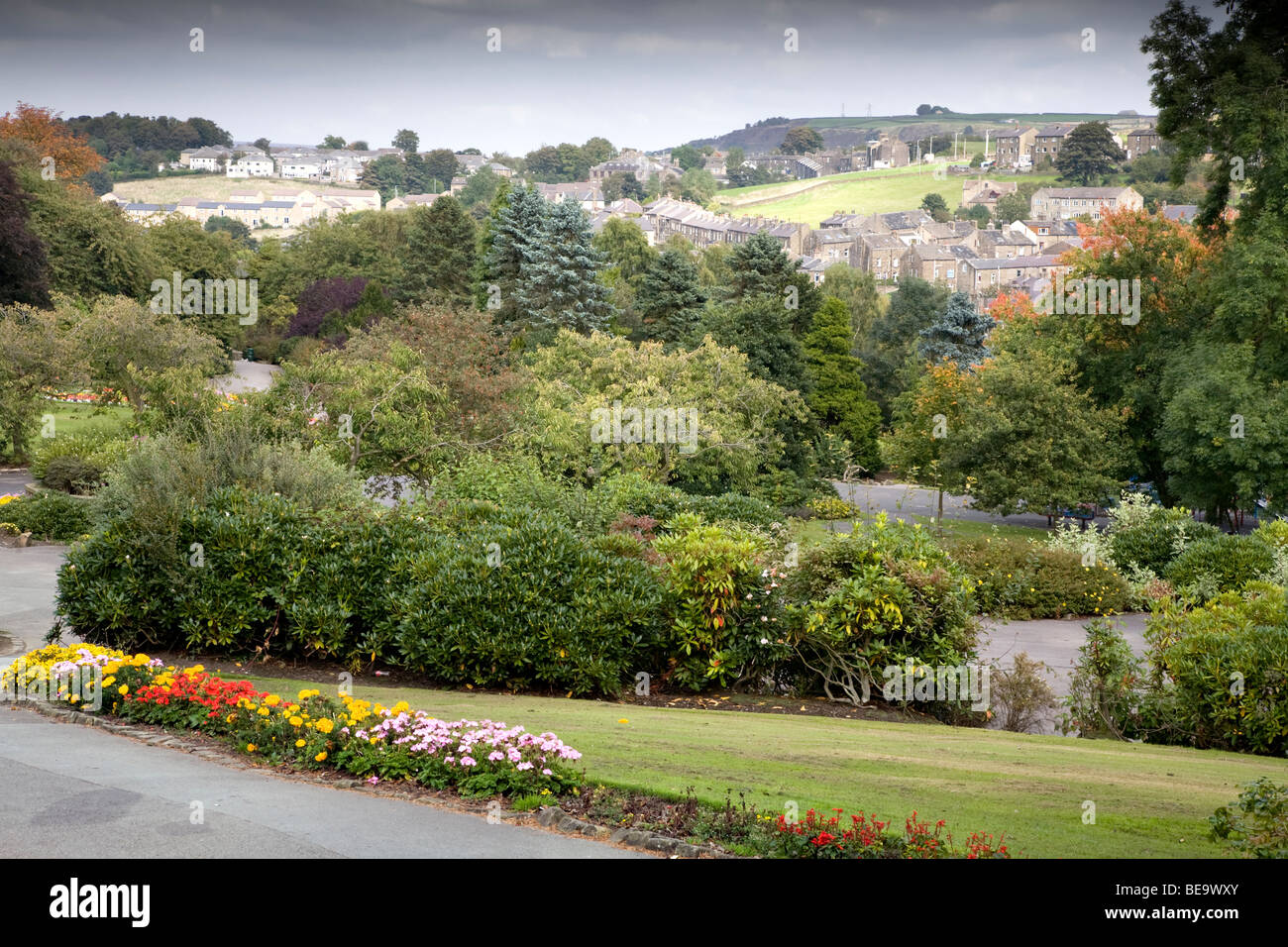 CENTRAL PARK IN Haworth, einem Bergdorf unweit von Bradford im Herzen von West Yorkshire Bronte Land. Stockfoto