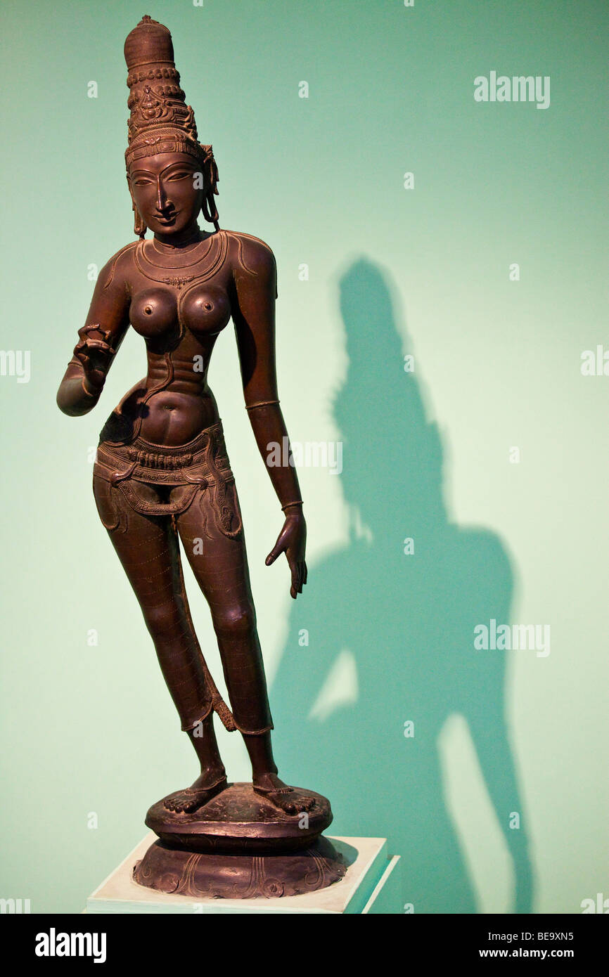 15. C Devi Statue von Vijayanagar in Südindien im National Museum in Delhi Indien Stockfoto