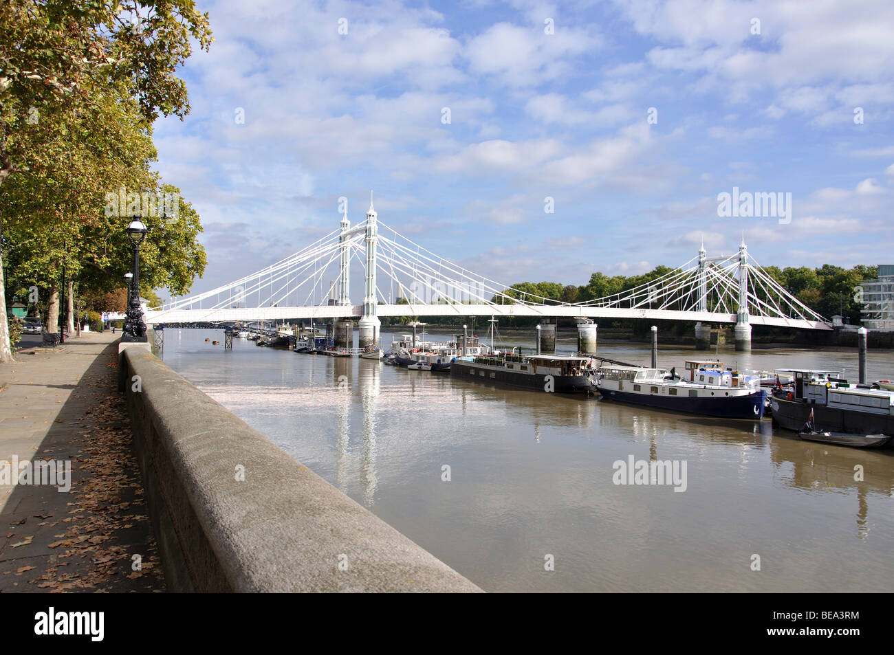 Albert-Brücke von Damm, Chelsea, Royal Borough of Kensington und Chelsea, größere London, England, Vereinigtes Königreich Stockfoto