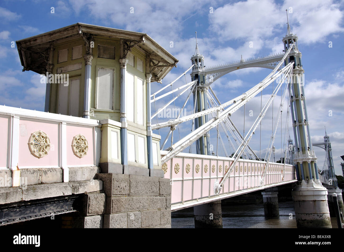 Albert Bridge, Chelsea, Royal Borough of Kensington und Chelsea, größere London, England, Vereinigtes Königreich Stockfoto