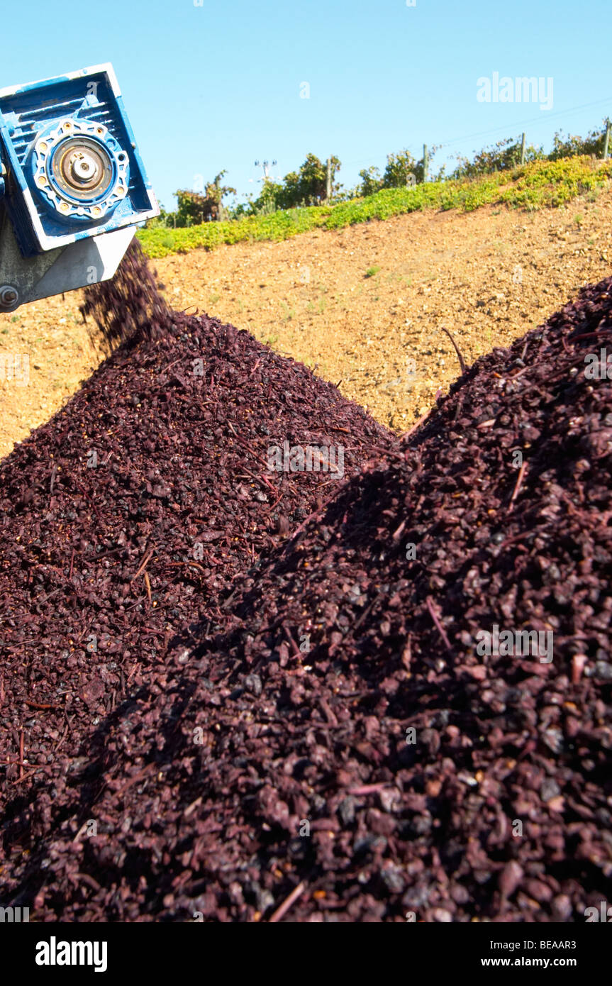 Entleerung der Presse Rückstände Herdade de Sao Miguel Alentejo portugal Stockfoto