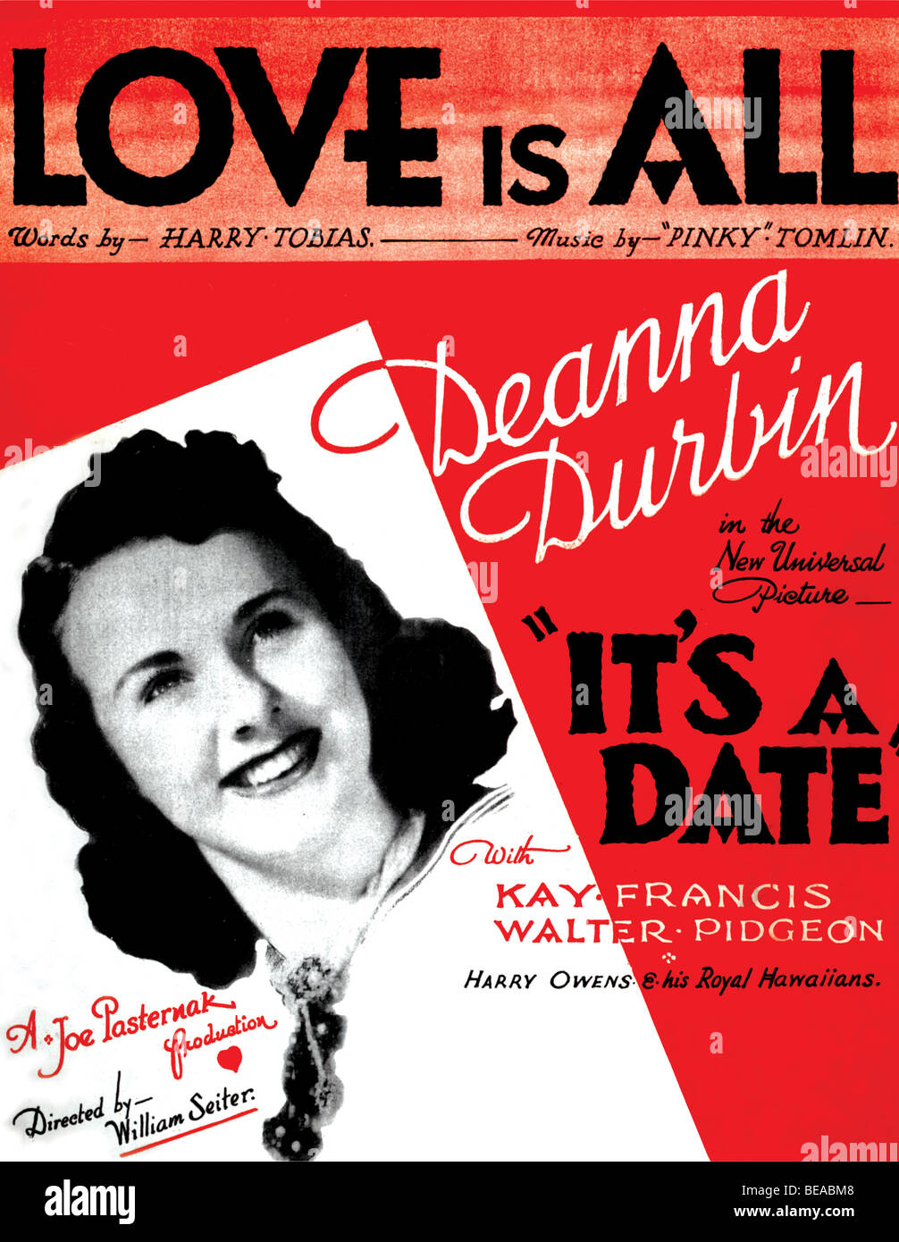 Es ist ein Datum - Noten für eines der Lieder aus dem 1940 Universal Film mit Deanne Durbin Stockfoto