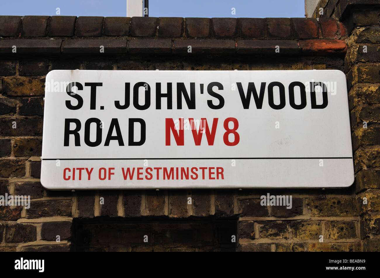 St. Johns Wood Straße Zeichen, London, England, UK Stockfoto