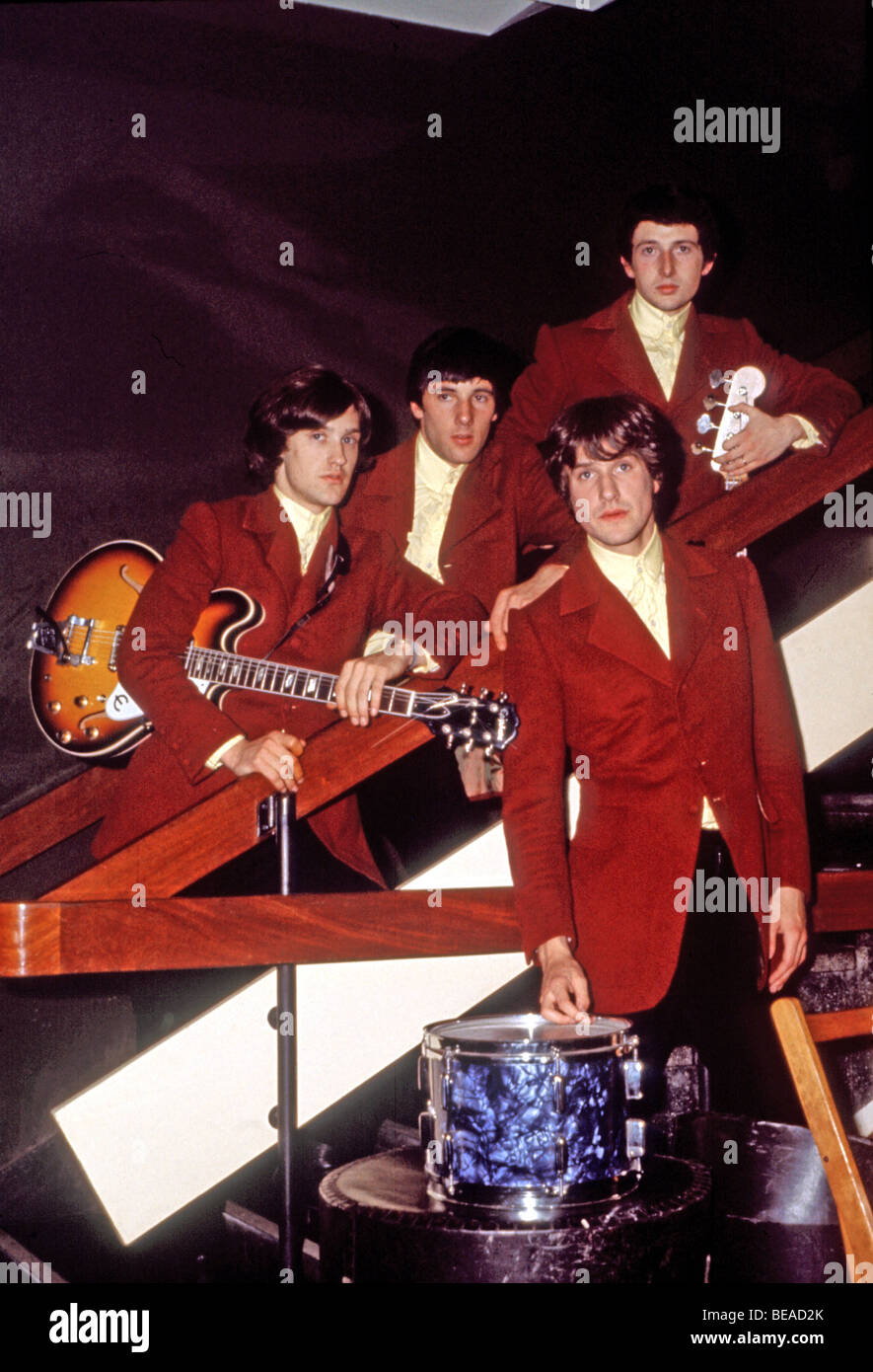KINKS - britische Popgruppe 1964 von links: Dave Davies, Mick Avory, Ray Davies, Peter Quaize. Foto: Tony Gale Stockfoto