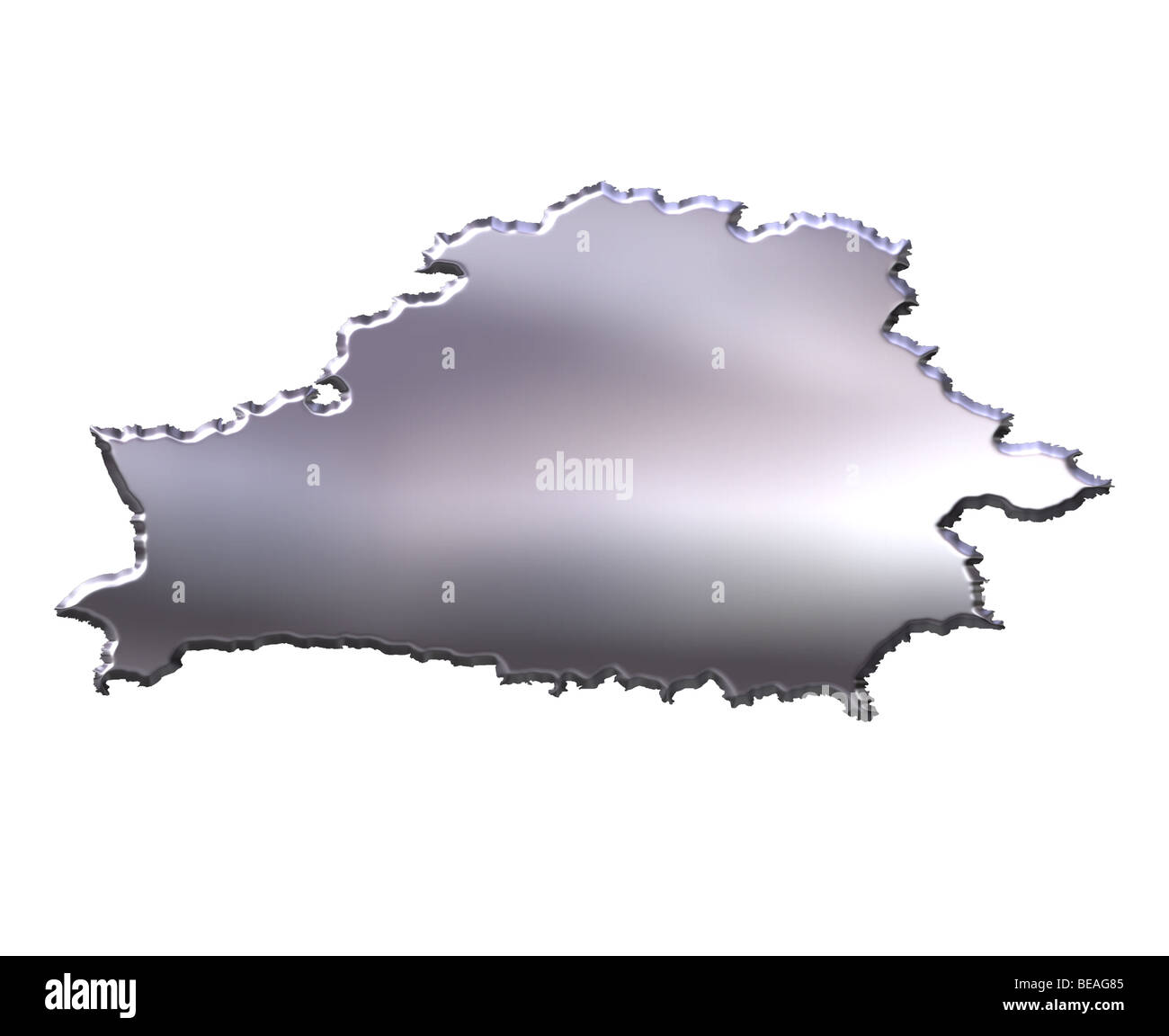 Belarus Silber 3D-Karte Stockfoto