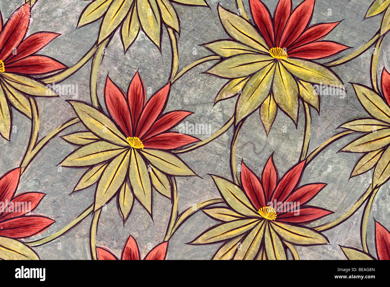 Detail der klassischen Blumenmuster Fotohintergrund Stockfoto