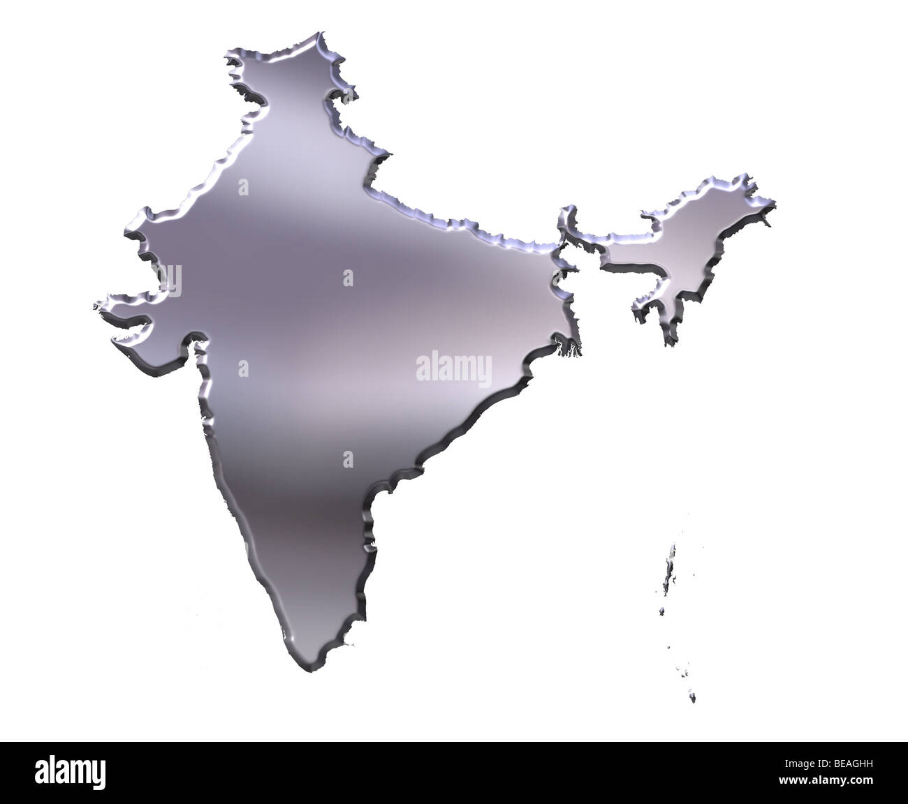 Indien Silber 3D-Karte Stockfoto