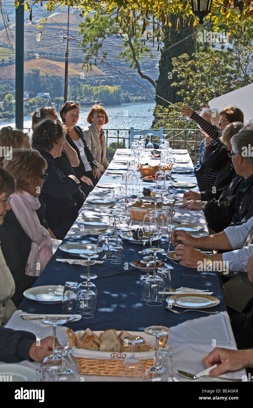 Restaurant Terrasse Quinta De La Rosa Douro Portugal Stockfoto