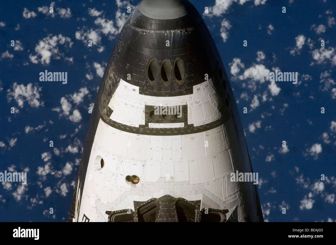 In der Nase von der Space Shuttle Enterprise von oben fotografiert.  Optimierte Version von ein Originalbild der NASA. Kredit NASA. Stockfoto