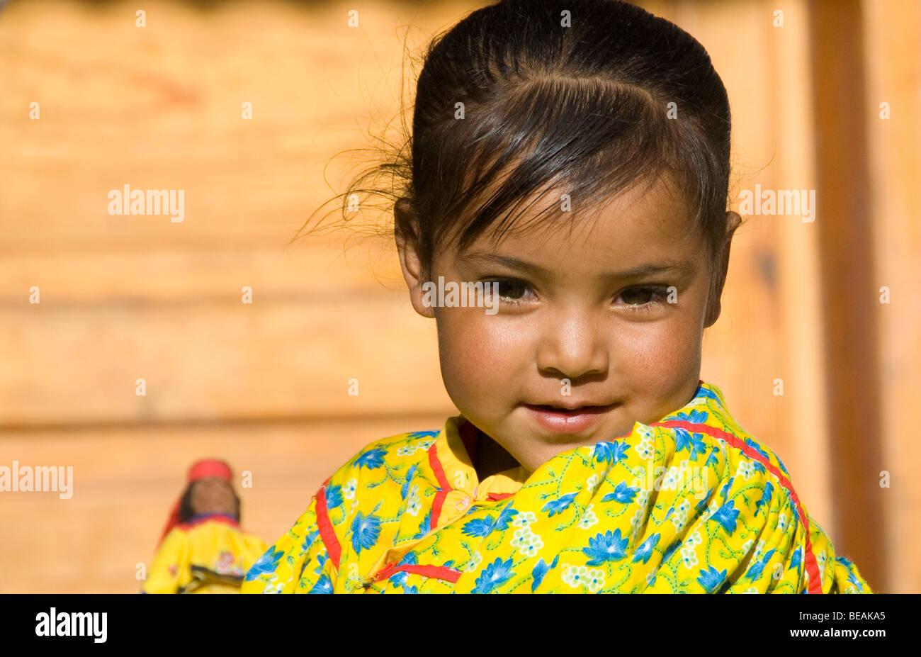 Tarahumara indische Kleinkind in Sierra Lodge in Barrancas, Chihuahua, Mexiko Stockfoto