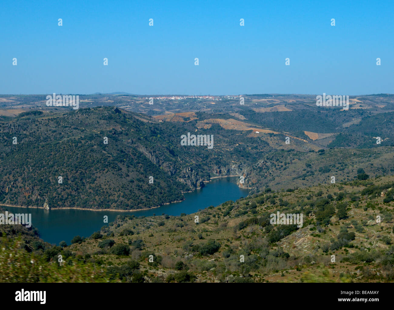 Blick über den Duero, Fermoselle Spanien Kastilien und Leon Stockfoto