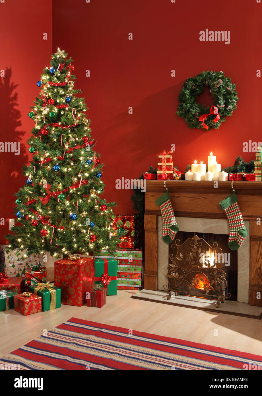 Festliche Weihnachten Interieur Stockfoto