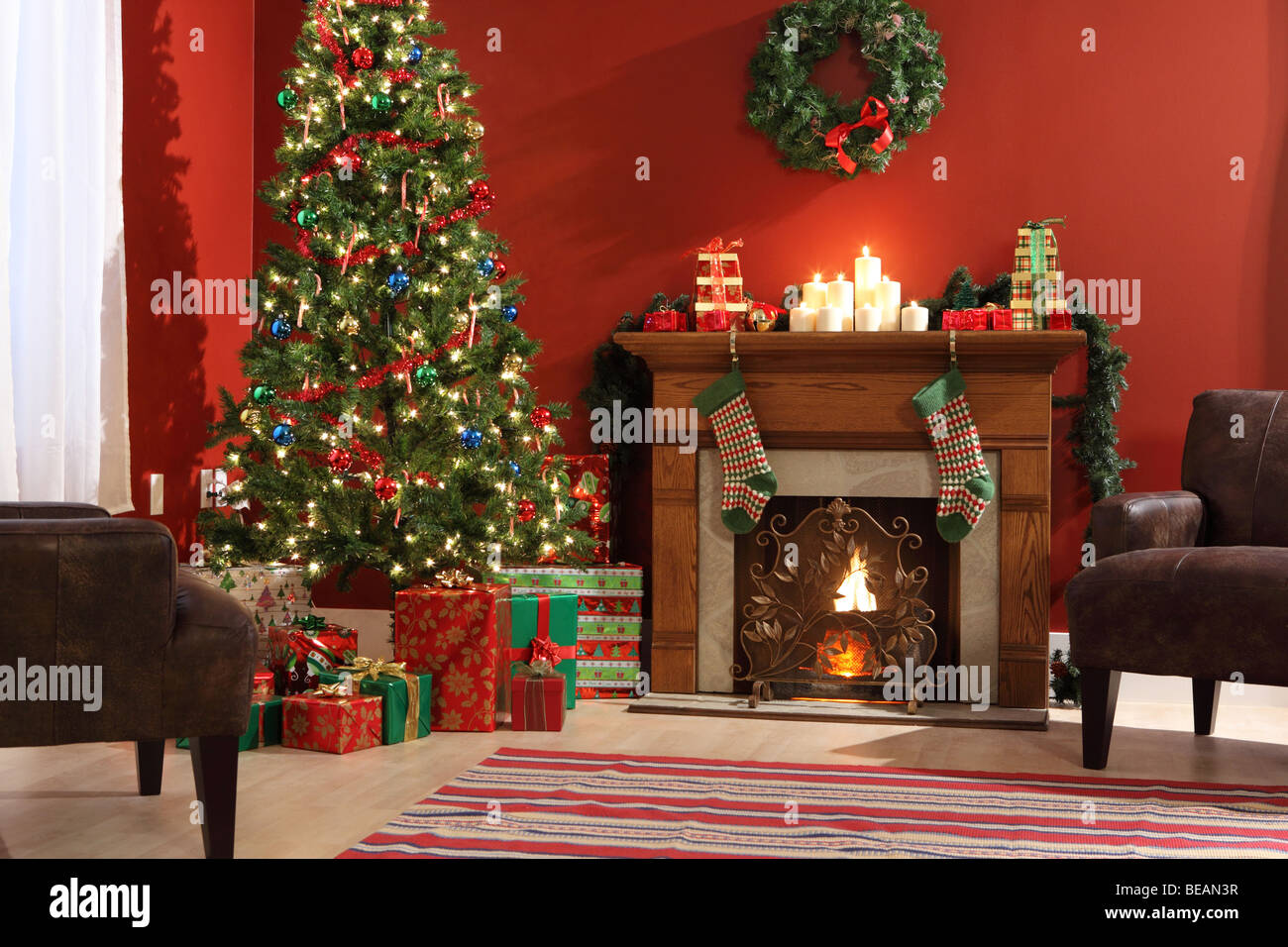 Festliche Weihnachten Interieur Stockfoto