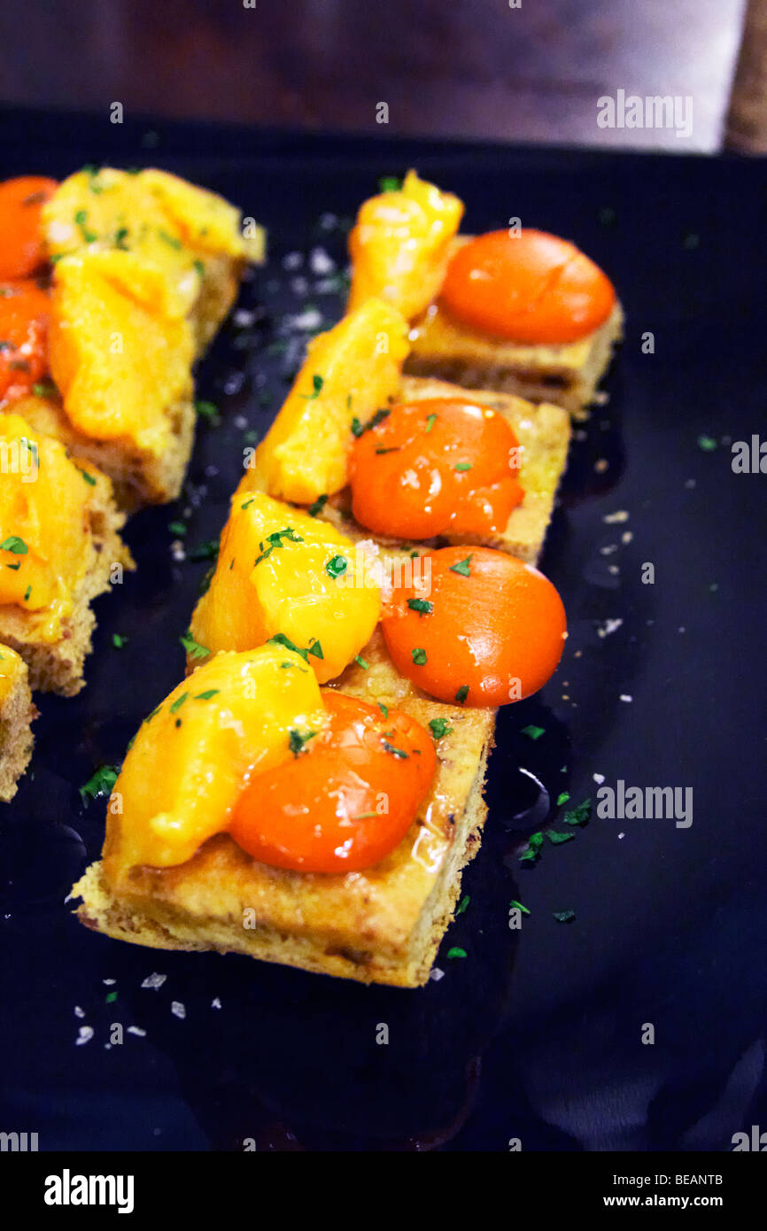 molekulare Küche Stil Tapas Restaurant La Garrocha Valladolid Spanien Kastilien und leon Stockfoto