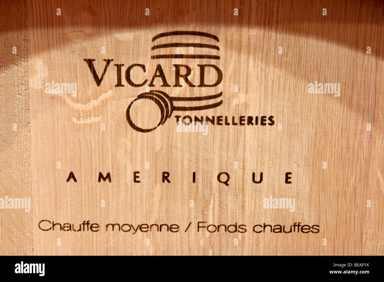 Fass aus amerikanischer Eiche Mittel Toast von Vicard Coopers Bodegas Frutos villar, Cigales Spanien Kastilien und leon Stockfoto