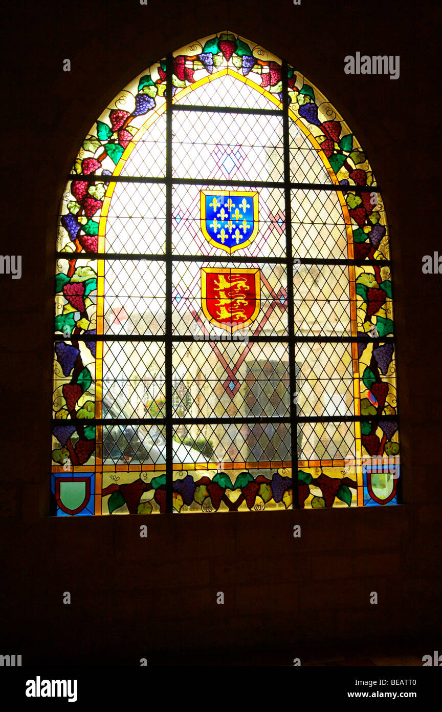 Stained Glass Windows Couvent Jakobiner, Salle Dominicains saint Emilion Bordeaux Frankreich Stockfoto