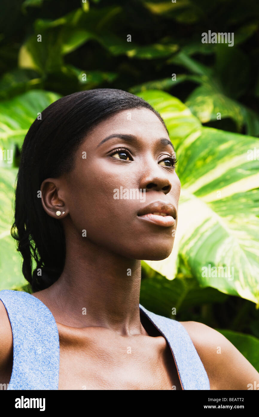 Ernsthafte Afrikanerin Stockfoto