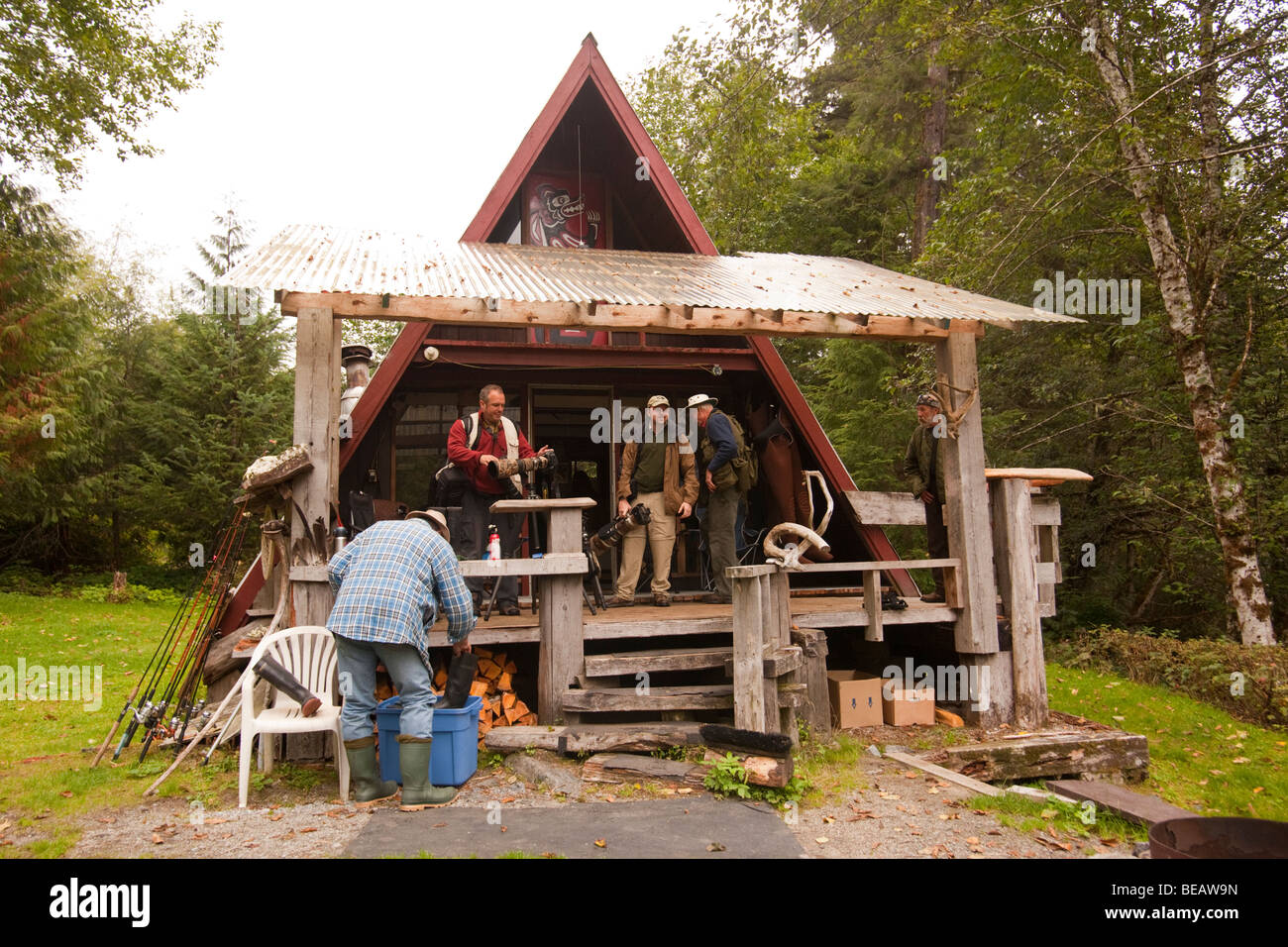 A-Frame-Angeln-Kabine im pazifischen Nordwesten in Kanada Stockfoto