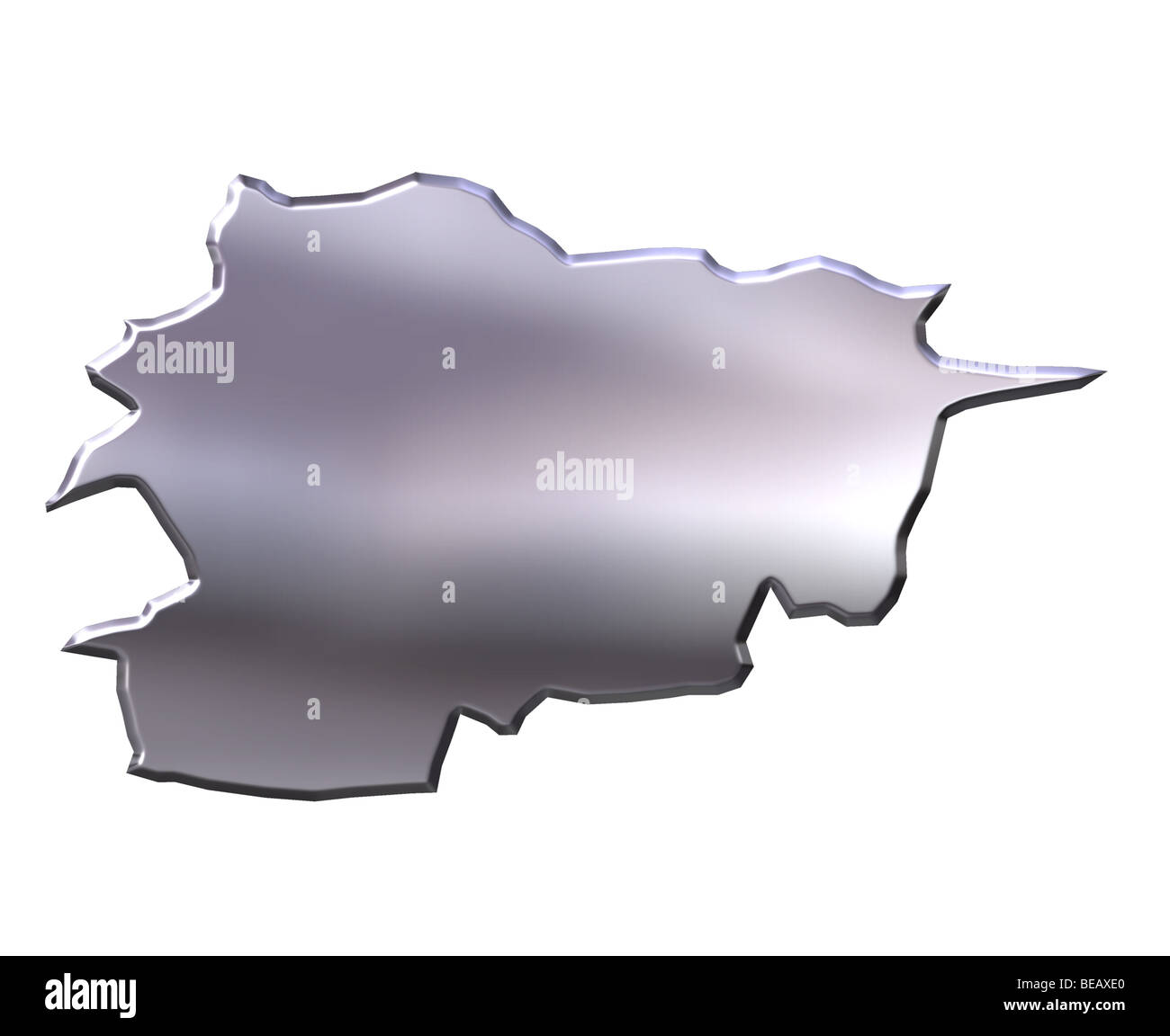 Andorra Silber 3D-Karte Stockfoto