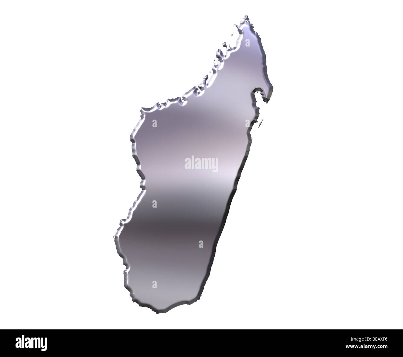Madagaskar Silber 3D-Karte Stockfoto