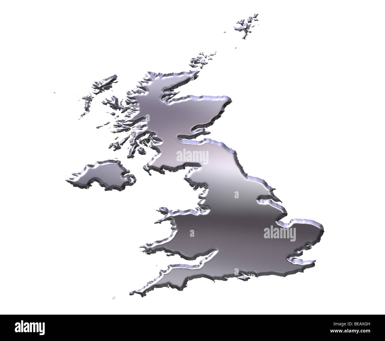 Great Britain Silber 3D-Karte Stockfoto