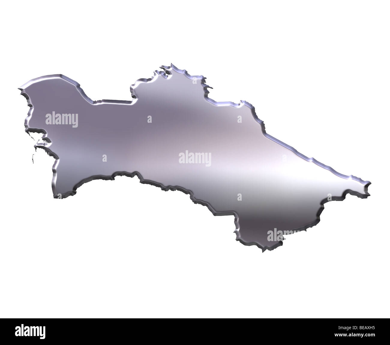 Turkmenistan Silber 3D-Karte Stockfoto