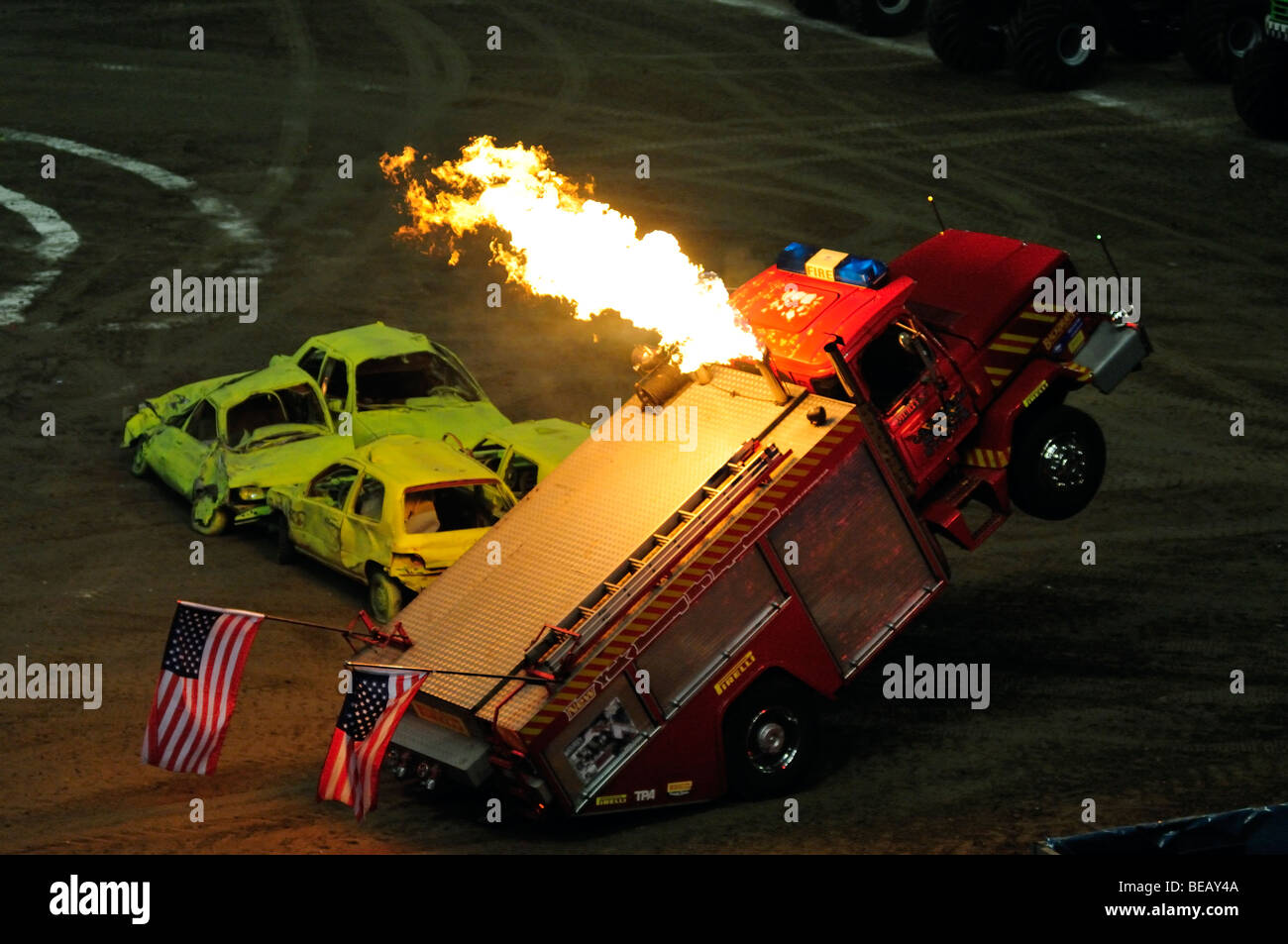 Monster Jam Feuerwehr Truck Stockfoto