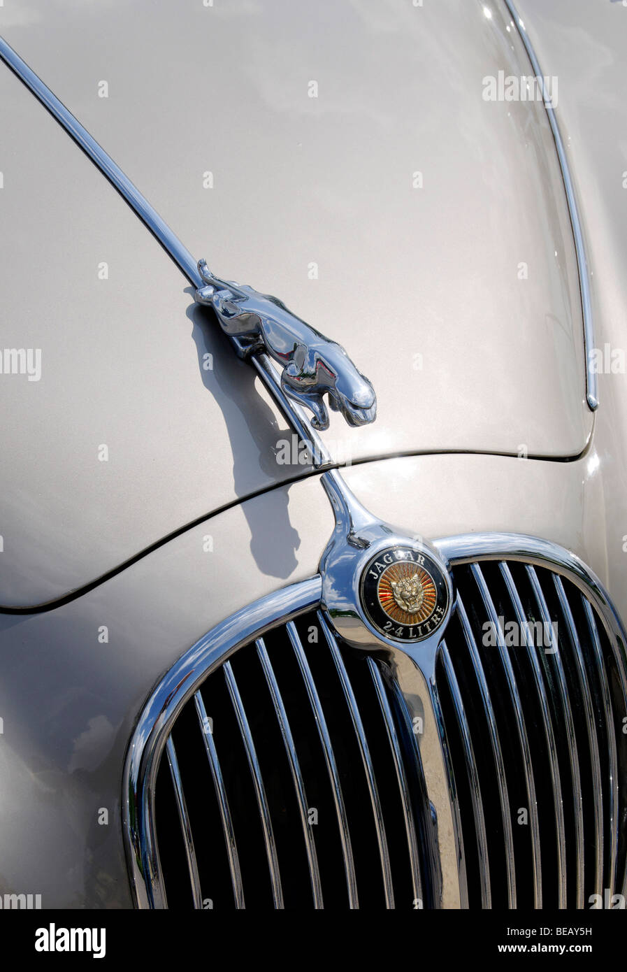 Jaguar Mark 2 Motorhaube Grill & symbol Stockfoto