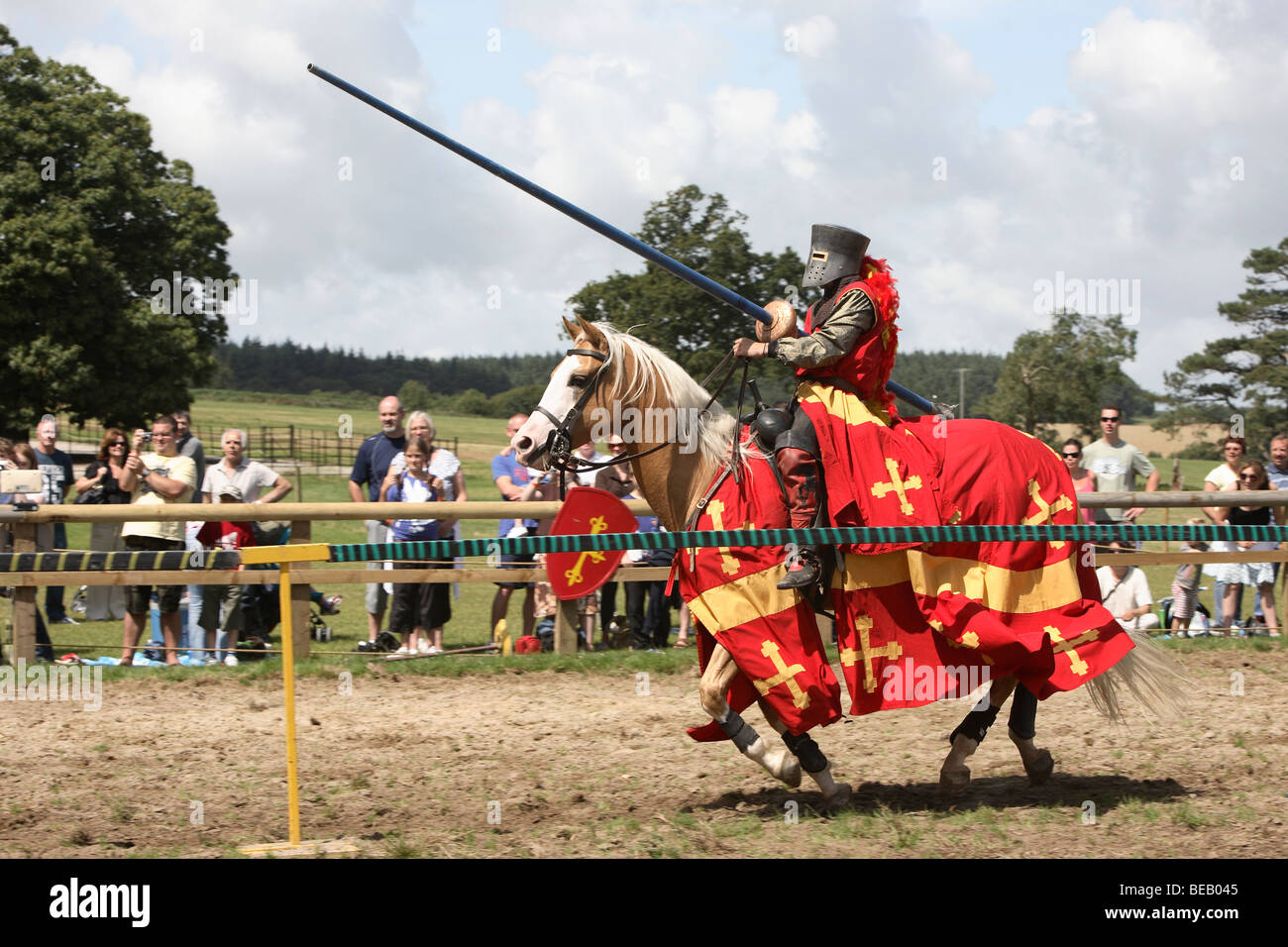 Ritterturniere, Lulworth Castle, Dorset, Großbritannien Stockfoto