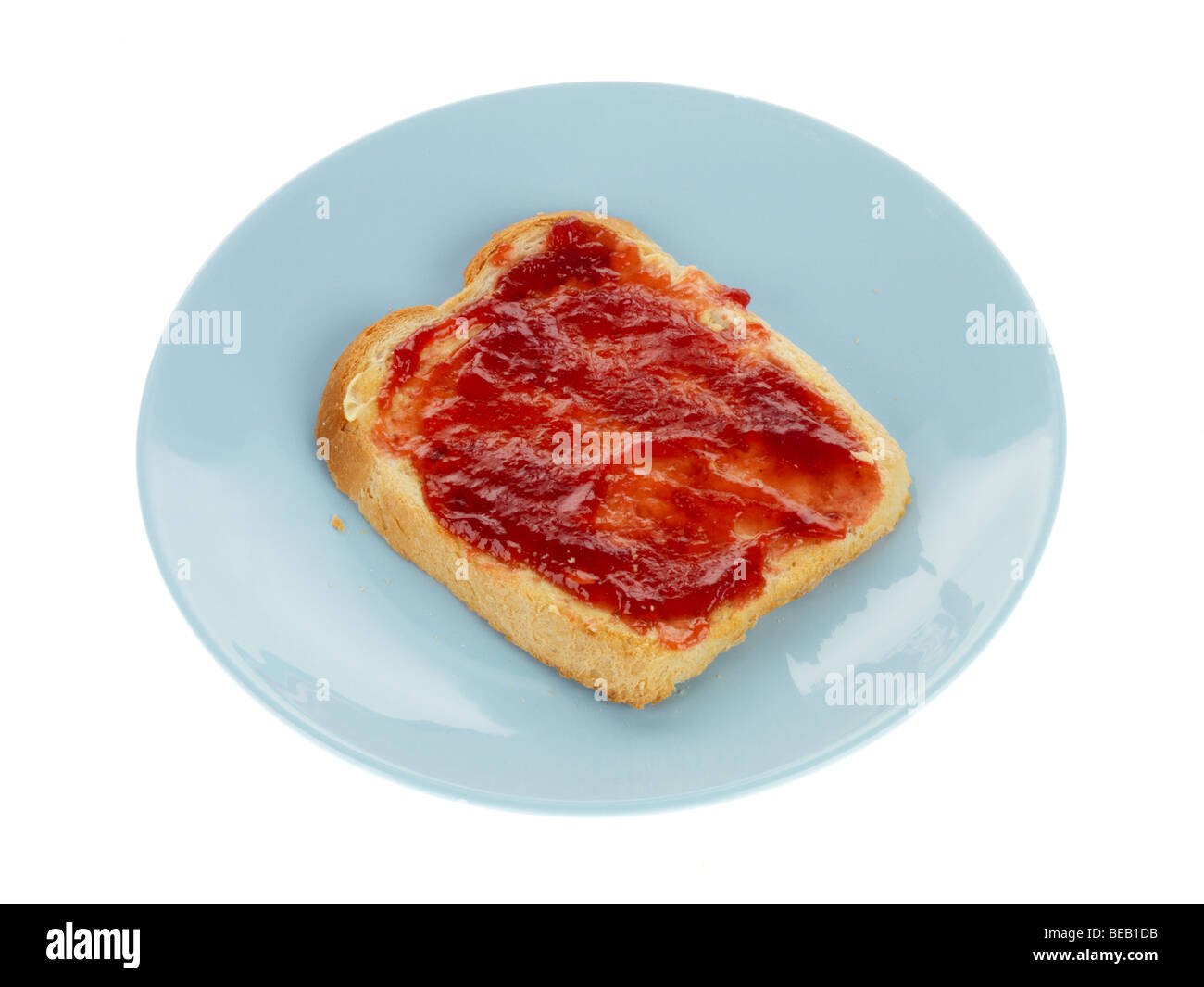 Erdbeermarmelade auf Toast Stockfoto