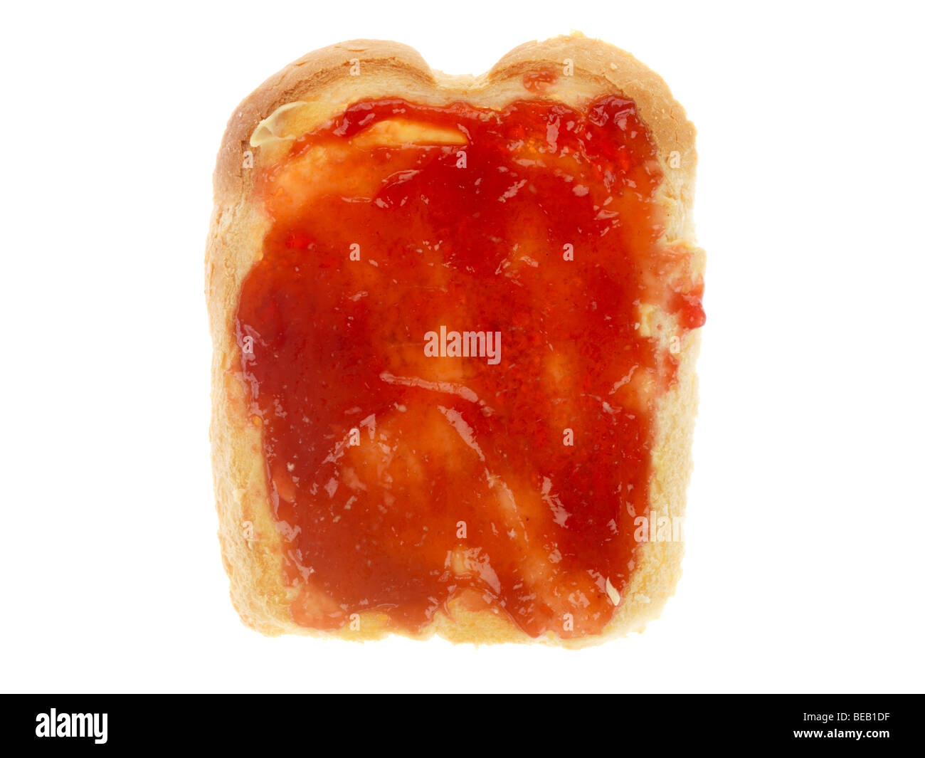 Erdbeermarmelade auf Toast Stockfoto
