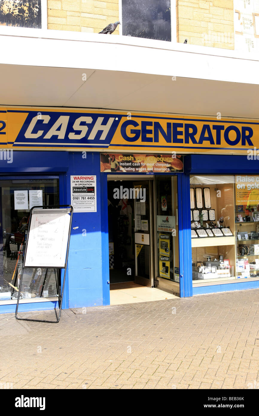 Cash Generator Pfandhaus und Zeichen Stockfoto