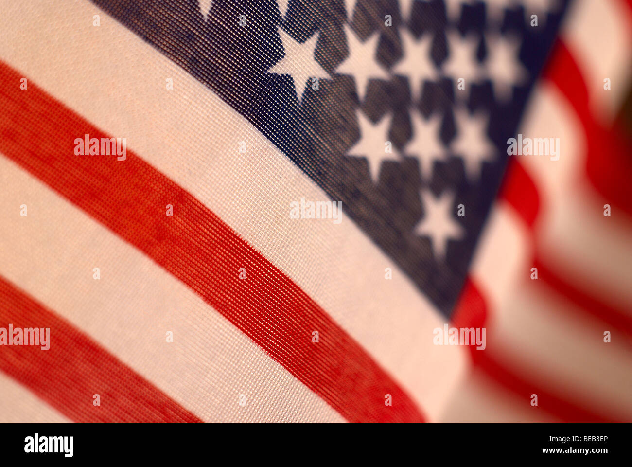 US-amerikanische Flagge, Flagge, USA, 4. Juli, Unabhängigkeitstag, Amerika, amerikanisch, Unabhängigkeit, Dekoration, Wimpel, Fokus, Sterne Stockfoto