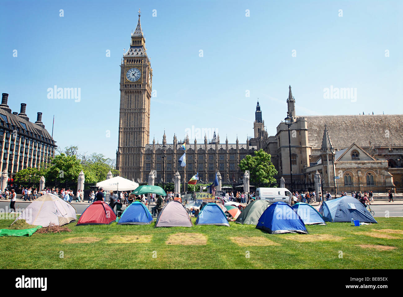 Camping außerhalb des Parlaments Stockfoto